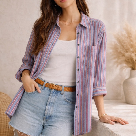 Anthropologie Tops - Anthropologie Pilcro Multicolor Striped Button Down Shirt size small
